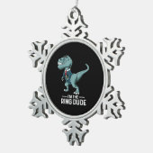 男の子のリングや輪ベアラーTレックス恐竜の結婚式パーティギフト スノーフレークピューターオーナメント (右)