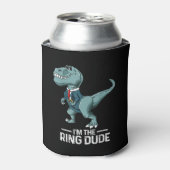 男の子のリングや輪ベアラーTレックス恐竜の結婚式パーティギフト 缶クーラー (缶正面)