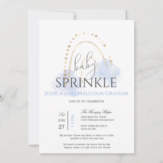 男の子のレインボーベイビーシャワー 招待状 (正面)