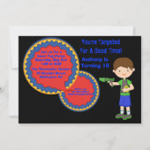 男の子のレーザーラベル誕生日パーティーの招待 招待状 (正面)