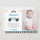 男の子のレーシングカーバースデーパーティーお礼カード 招待状 (正面)