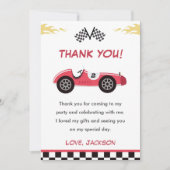 男の子のレーシングカーバースデーパーティー感謝カード 招待状 (正面)