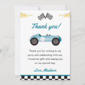 男の子のレーシングカーバースデーパーティー感謝カード 招待状 (正面)