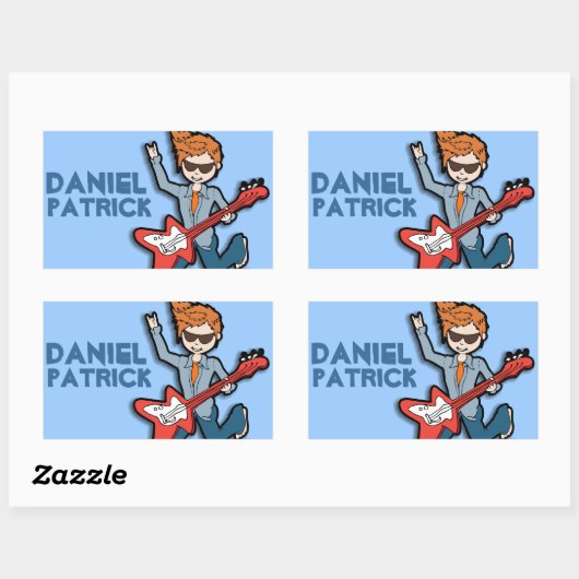 男の子のロックスター名の青いidラベルのシール 長方形シール (シート)