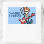 男の子のロックスター名の青いidラベルのシール 長方形シール (バッグ)