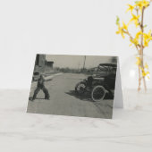 男の子のロープ付きの車のカード カード (黄色い花)