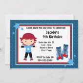 男の子のローラースケートで滑るの誕生会 招待状 (正面)