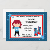 男の子のローラースケートで滑るの誕生会 招待状 (正面/裏面)