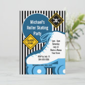 男の子のローラースケートで滑るの誕生会 招待状 (スタンド正面)