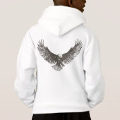 男の子のワシの急襲の線画フード付きスウェットシャツをからかいます (裏面)