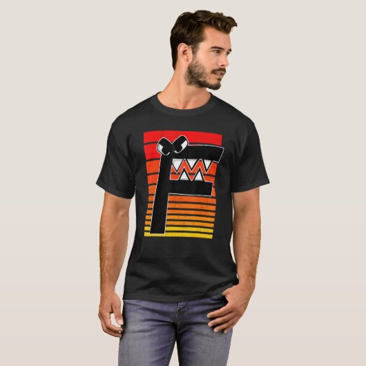 男の子のヴィルのためのレトロサンセットコスチュームのアルファベットロア Tシャツ (正面フル)