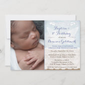 男の子のヴィンテージ写真1歳の誕生日バプテスマパーティー 招待状 (正面)