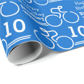 男の子の一流の年齢のサイクリストの青の第10誕生日の覆い ラッピングペーパー (ロールコーナー)