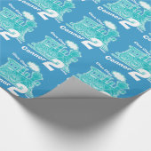 男の子の一流の年齢の列車の気違いの赤い灰色の第2誕生日 ラッピングペーパー (角)