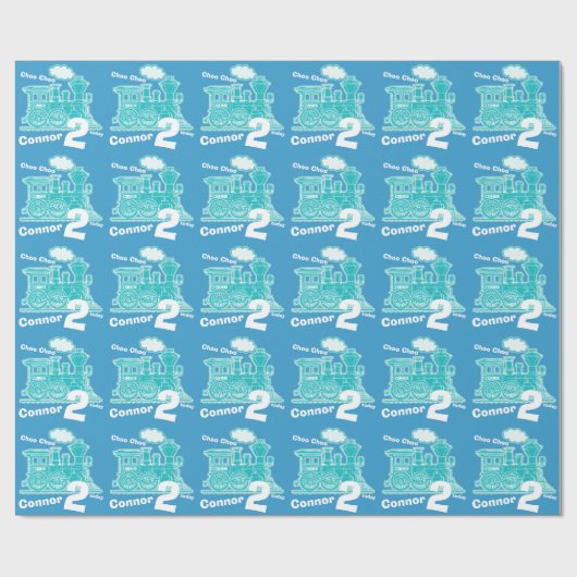 男の子の一流の年齢の列車の気違いの赤い灰色の第2誕生日 ラッピングペーパー (フラット)