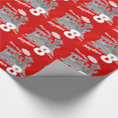 男の子の一流の年齢の列車の気違いの赤い灰色の誕生日 ラッピングペーパー (角)