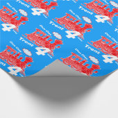 男の子の一流の年齢の列車の気違いの赤く青い誕生日 ラッピングペーパー (角)