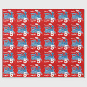 男の子の一流の年齢の列車の気違いの赤く青い誕生日 ラッピングペーパー (フラット)