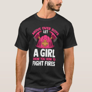 男の子の上で火を戦う動き女の子があなたを見せる Tシャツ