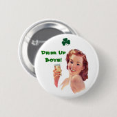 男の子の上のアイルランド人のWiskeyの女の子の飲み物! ボタン 缶バッジ (正面&裏面)