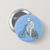 男の子の乗馬のアンティークの三輪車 缶バッジ (正面&裏面)