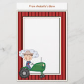 男の子の乗馬のトラクターの納屋フレームは筆記用紙をからかいます 便箋 (正面)