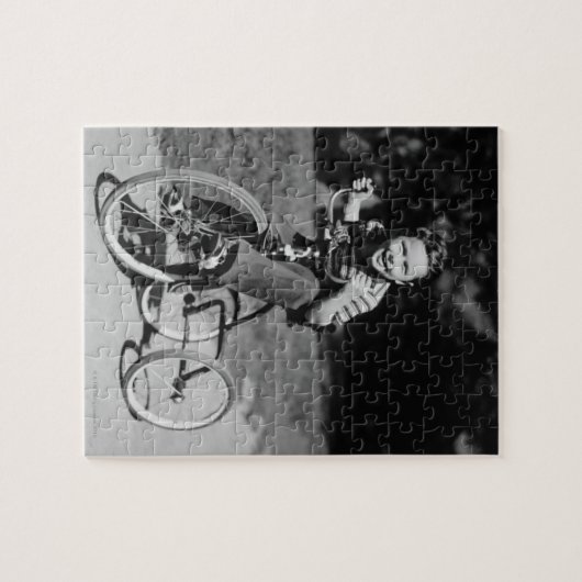 男の子の乗馬の三輪車 ジグソーパズル (横)