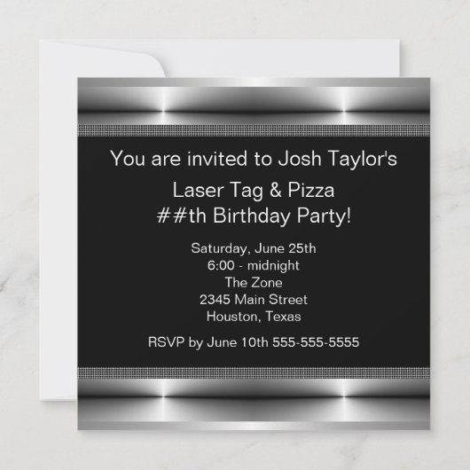 男の子の任意の数の誕生日パーティー 招待状 (裏面)