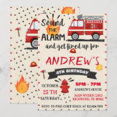 男の子の個人的な現代的な消防士パーティーの誕生日 招待状 (正面/裏面)