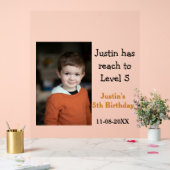 男の子の写真の名前の日付で5歳の誕生日ゲモダンーム アクリルサイン (ウェディング)