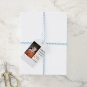 男の子の写真の名前の日付で5歳の誕生日ゲモダンーム ギフトタグ (より糸付き)