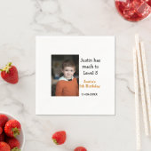 男の子の写真の名前の日付で5歳の誕生日ゲモダンーム スタンダードカクテルナプキン (インサイチュ)