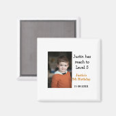 男の子の写真の名前の日付で5歳の誕生日ゲモダンーム マグネット (正面/裏面)