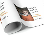 男の子の写真の名前の日付で5歳の誕生日ゲモダンーム ラッピングペーパー (ロールコーナー)