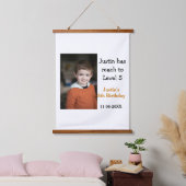 男の子の写真の名前の日付で5歳の誕生日ゲモダンーム 吊り下げ型タペストリー (寝室)