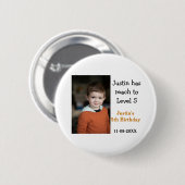 男の子の写真の名前の日付で5歳の誕生日ゲモダンーム 缶バッジ (正面&裏面)
