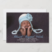 男の子の写真の誕生の発表と賛美される 案内状 (正面)