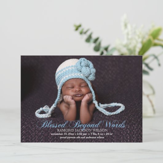 男の子の写真の誕生の発表と賛美される 案内状 (スタンド正面)