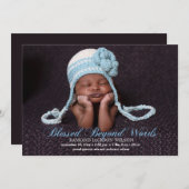 男の子の写真の誕生の発表と賛美される 案内状 (正面/裏面)