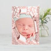 男の子の写真バラ3Dグリッターベビーシャワー 招待状 (スタンド正面)