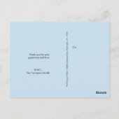 男の子の写真 青いベイビーシャワー 感謝 ポストカード (裏面)