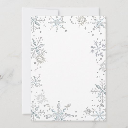 男の子の冬のウッドランド女の子1st誕生日の水色 招待状 (裏面)