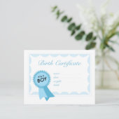 男の子の出生証明書 ポストカード (スタンド正面)