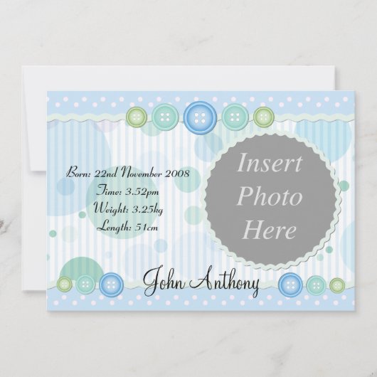 男の子の出産報告 案内状 (正面)