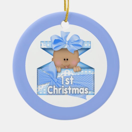 男の子の初めてのクリスマス2 セラミックオーナメント (正面)