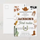 男の子の初めてのロデオカウボーイ1歳誕生日 ポストカード (正面/裏面)