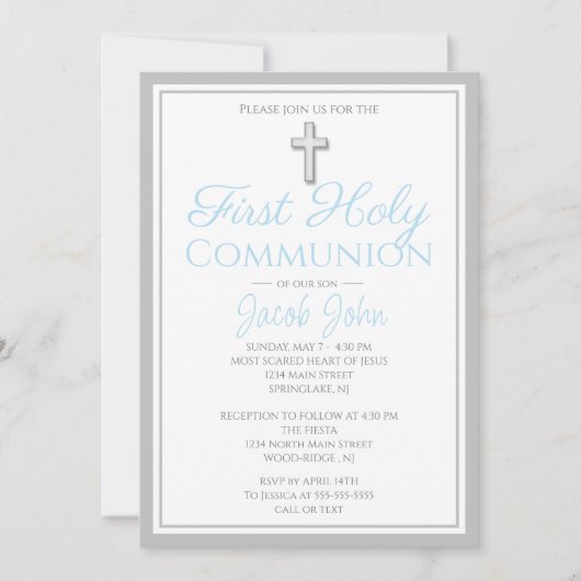男の子の初めての聖体拝領にふさわしい招待状 招待状 (正面)