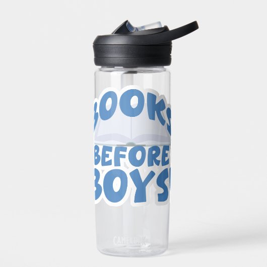 男の子の前の本の生意気なおもしろい読み取り漫画 ウォーターボトル (左面)