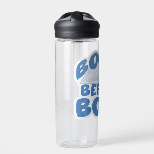 男の子の前の本の生意気なおもしろい読み取り漫画 ウォーターボトル (正面)