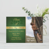 男の子の卒業の招待状のヴィンテージの緑のクラス 招待状 (スタンド正面)